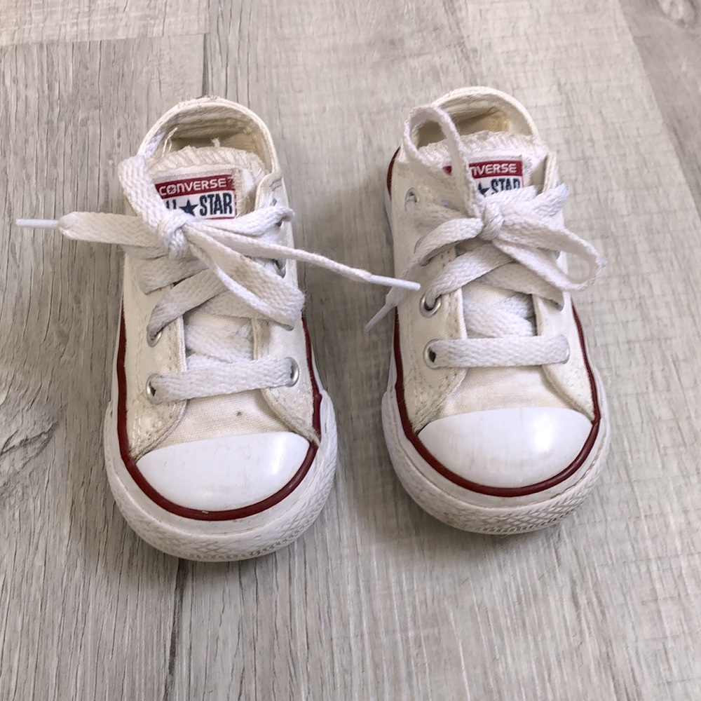 White low top converse sneakers. Toddler size 6.